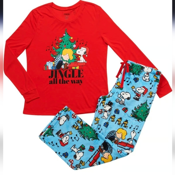 Peanuts Other - Peanuts Snoopy Jingle All the Way Pajama Set NWT Sz XL
